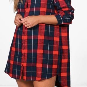 Checked Oversize Shirt Dress